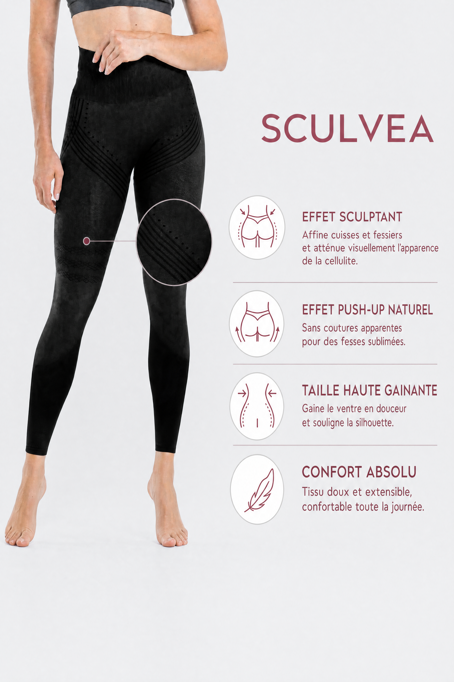 Sculvea Anti-Cellulite 3D Shaping Seamless High-Waisted Leggings
