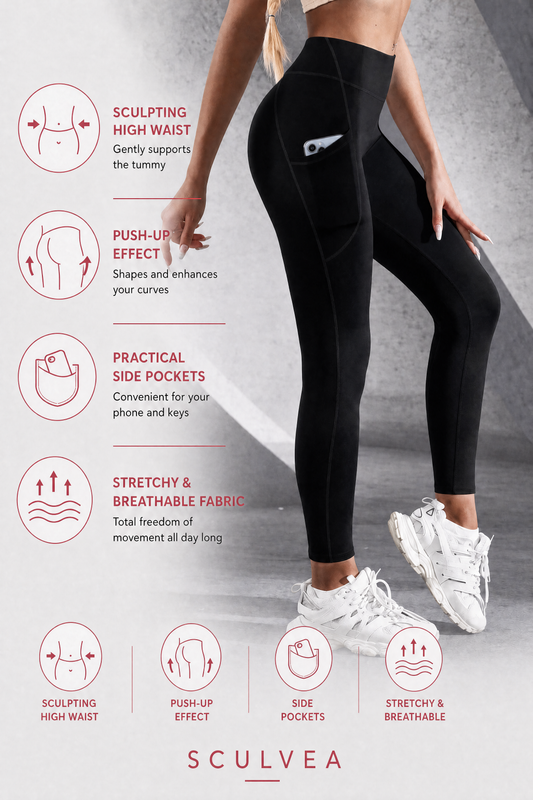 Sculvea High-Waisted Solid Leggings with Pockets