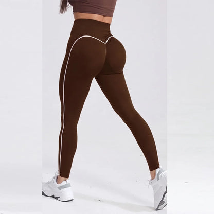 Sculvea essential seamless leggings - brown - worn by model, back view