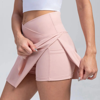 Sculvea tennis skort - pale pink - close-up of skirt detail
