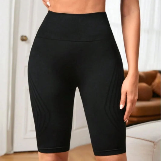 Sculvea 3D sculpting seamless high-waisted shorts - black - front standing view