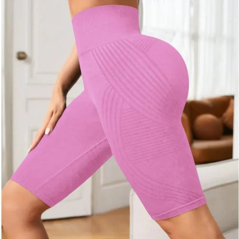Sculvea 3D sculpting seamless high-waisted shorts - pink - side profile view