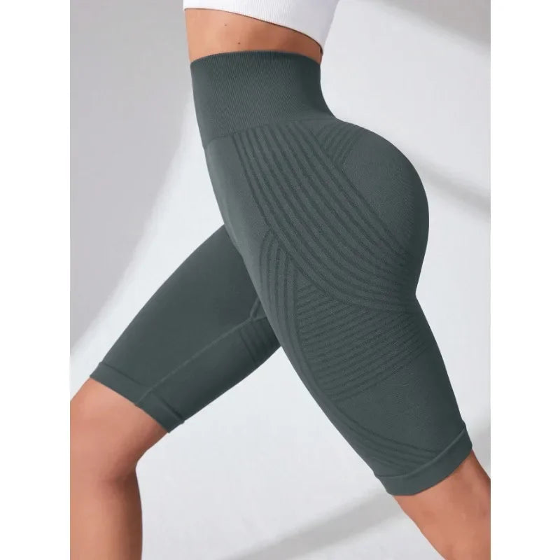 Sculvea 3D sculpting seamless high-waisted shorts - dark green - side profile view